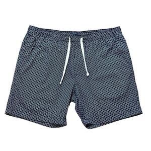 J Crew Flex Mens Shorts Large Navy Blue White Geometric Triangle Elastic Waist